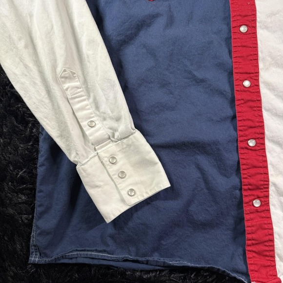 Roper Shirt Mens XL Red White Blue Western Pearl Snap USA Flag Stars Stripes - Picture 6 of 10